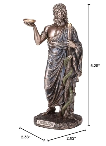 Figura en Resina con Acabado Bronce de Dios Griego Asclepio miniatura 6