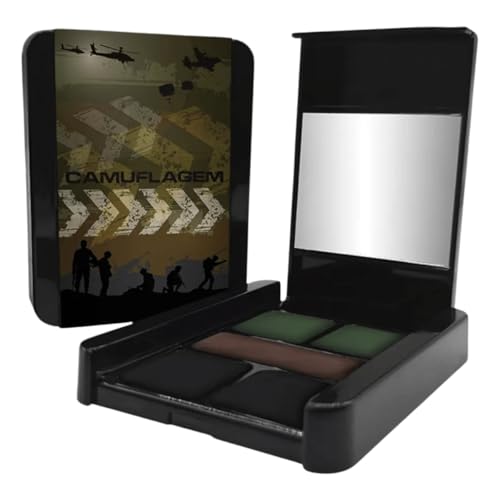 Kit Tinta Estojo Camuflagem Militar Tático 3 cores Espelho