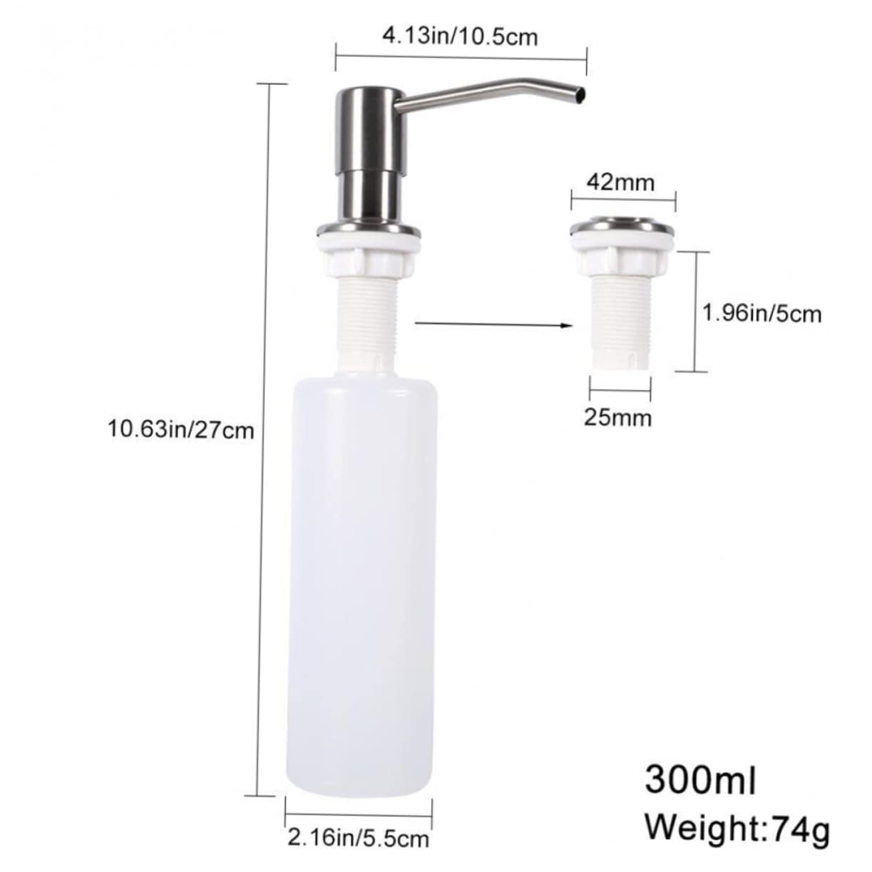 Angoily Elegant White Soap Dispenser 300ml Foam Soap Dispenser Pump for Kitchen Sink