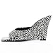Ciuyurra Fashion Polka Dots Mules Shoes Wedges Heels Slip on Slide Sandals Peep Toe Backless Party Heels Wedding Shoes Patent Black-White Size 45