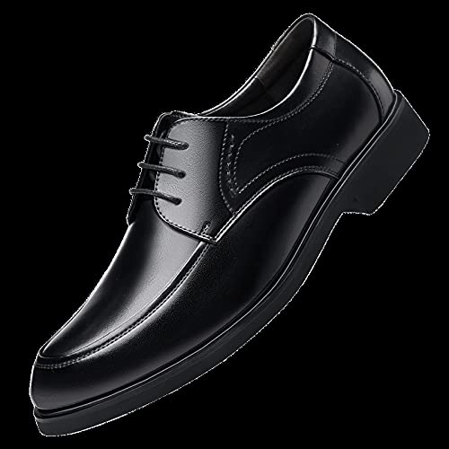 Dress Shoes for Men Lace Up Derby Shoes Apron Toe Round Toe Leather Non Slip Resistant Anti-Slip Block Heel Rubber Sole Wedding(10) Black2