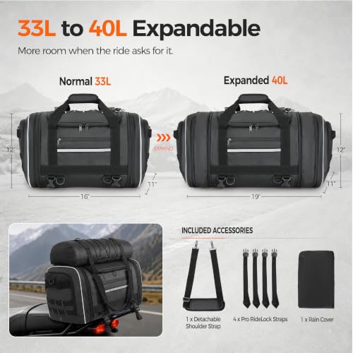 Bolsa de equipaje trasera impermeable para moto 40L miniatura 3