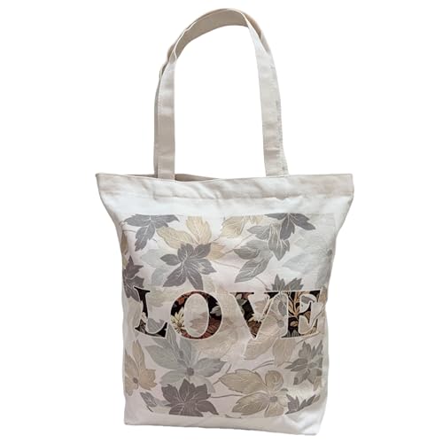 YGB Ladies' Canvas Handbag with Zipper, a Canvas Bag with a Good Hand Feel, a Uniquely Designed Canvas Bag (flowers（No thickness）)