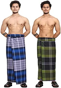 Gowri Tex Cotton Stitched Lungi Pack Of 2 (Ready To Wear) 2.25Meter