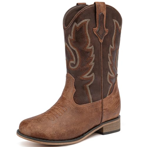 Image of Motasha Girls Cowgirl Boots Unisex-Child Mid Calf Glitter Toddler Cowboy Boot Little Big Kids Western Riding Shoes