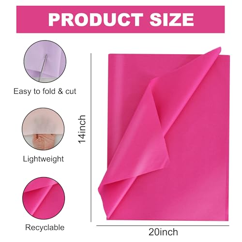 Image of BEISHIDA 100 Sheets Pink Series Tissue Paper Bulk, Wrapping Tissue Paper for Gift Bags, 14 x 20 Inch Gift Wrap for Valentine Birthday Wedding Graduation DIY Crafts Holiday Flowers(Pink Series)