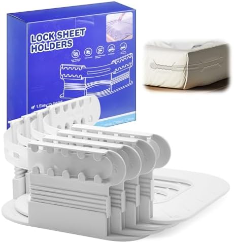 Bed Sheet Holders for Corners – Heavy Duty Fitted Sheet Holder Straps, Clips and Sheet Locks, Keep Sheets Tight and Secure, No More Loose or Wrinkled Sheets, Universal Fit for All Mattress Sizes