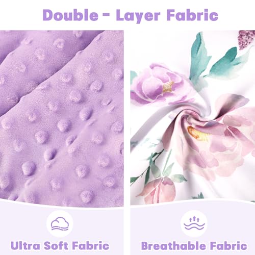 Image of Car Seat Cover Baby, HNHUAMING Infant Car Seat Covers Canopy for Baby Girl Boy, Cozy & Windproof Newborn Carseat Covers Minky Dot Backing Stroller Cover with Breathable Mesh Window, Purple Flower