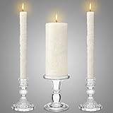 Irenare Unity Candles with Holder for Wedding Ceremony Wedding Decortions Accessories Glass Candle Holder Pillar Candle for Formal Events Church (Delicate)
