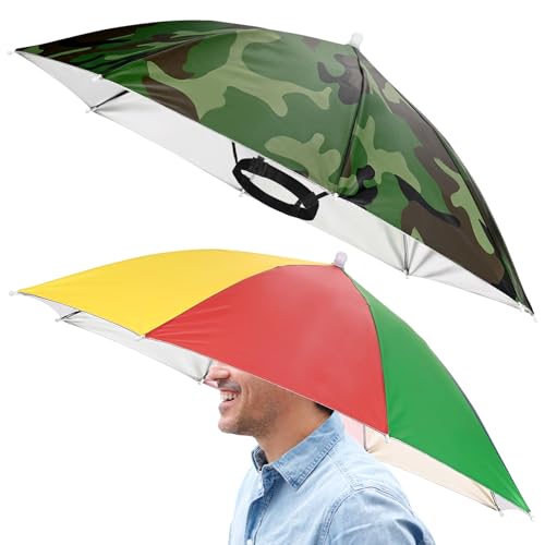 Chapeau parapluie mains libres pliable avec revêtement anti-UV argenté pour la pêche