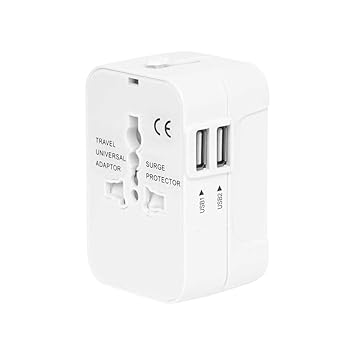 Magnyte PowerSync Prime | 3-in-1 Universal Travel Adapter | Worldwide Compatibility | 2 USB Type-A Ports | Fast Charging | 100-250V | (White)