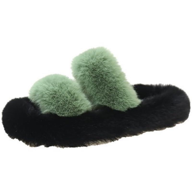 Women's Autumn/Winter Artificial Fur Slippers - Slip-On Home & Outdoor Warm Cozy Flat Shoes