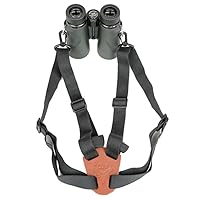 DJV-Fernglas-Tragesystem | verstellbar und dehnbar | Schneller Zugriff | Entlastung für Nackenmuskulatur | echtes Leder Logo - Gewicht: ca. 110