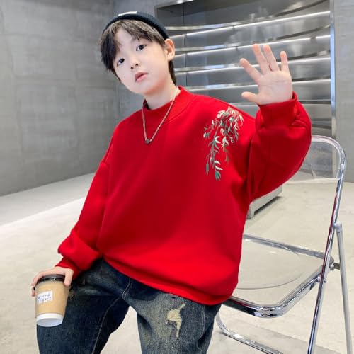 Chinese New Year Boys' fleece-lined thickened red sweater fall winter fashion top2
