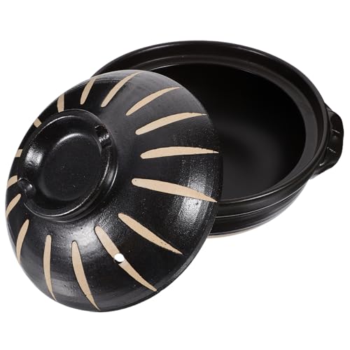 Warmhm 1pezzi Pentola Per Stufati in Ceramica Stile Giapponese Pentola Per Cucinare Piccola Delicata Casseruola in Ceramica Per Uso Domestico Per Zuppa Nera