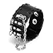JOVIVI Punk Genuine Leather Cuff Bracelet Wristband Bullet with Skull Style