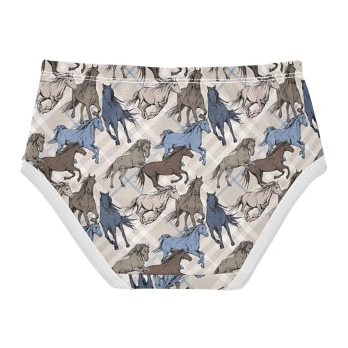 Little Girl Underwear Toddler Panties Kids Undies Horses Plaid Soft Cotton Briefs 2T-8Y2