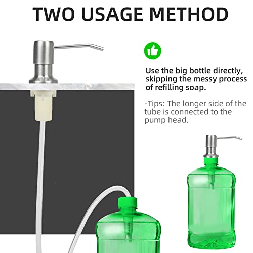 Soap Dispenser For Kitchen Sink And Tube Kit (Brushed Nickel),47" Built In Stainless Steel Sink Soap Dispenser,Silver Brushed Nickel #TOP1
