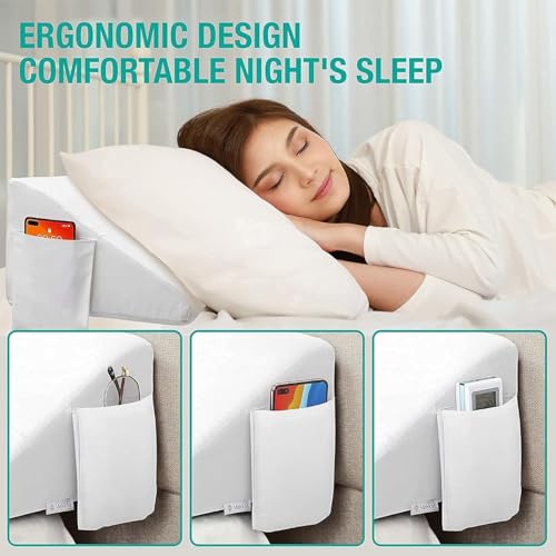 Image of Vekkia Full Bed Wedge Pillow Gap Filler /Headboard Pillow /Mattress Wedge Fill Gap (0-6 inch) Between Headboard and Mattress (White 54 inchx10 inchx6 inch)