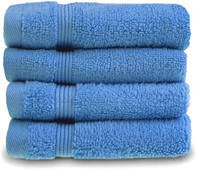Allure Zero Twist Face Cloths Pack of 4 30 x 30cm, 100% Egyptian Cotton Flannels (Baby Blue)