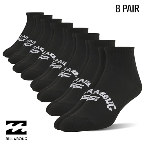 Billabong Mens Socks 8 Pairs Ankle Socks for Men Premium Athletic Shoe Size 8-122