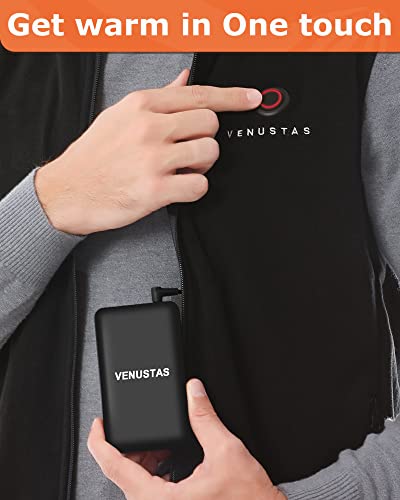 Venustas Men's Fleece Heated Vest With Battery Pack 7.4V, Lightweight Insulated Electric Vest #TOP4