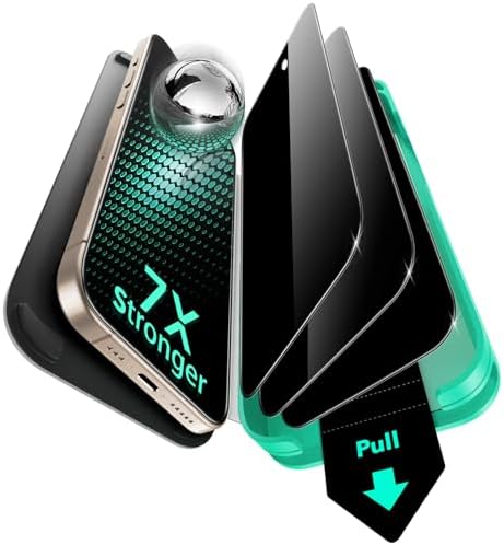 ESR 3 Stück für iPhone 16 Pro Max für Panzerglas Sichtschutz, Armorite | 7X Stoßschutz, 9H+ gehärtetes Glas, Anti-Spy, One-Pull Schnellinstallation, UltraFit-Ablage,Vollflächig Dis
