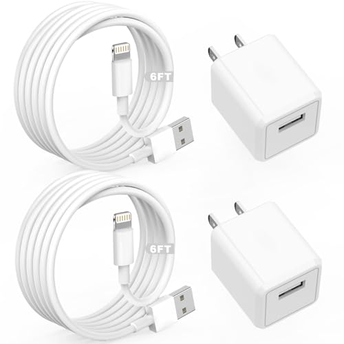 iPhone Charger,Cube iPhone Charger Travel 2Pack 6FT Lightning Cable Cord Quick Fast Charging Cord USB Wall Chargers Travel Plug Adapter for iPhone14/13/12/11/10/X/8 Plus/XR/XS Max/7/SE/iPad,Airpods