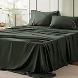 Bedsure Queen Sheet Set - 4 Pieces Soft Queen Size Sheets - Breathable & Cooling - Hotel Luxury - Easy Care Polyester Microfiber Bedding for Women, Men, Olive Green