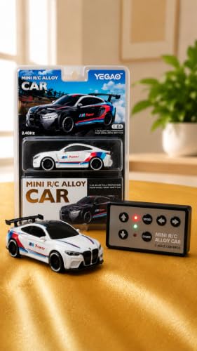 Image of Mini R /C Alloy Drift Car 1:64 Scale - 2.4GHz 4WD RC Racing Desk Toy with LED Lights & Cruise Control Feature (Kids & Collectors Edition) (BMW M4 Coupe (G82 Generation))