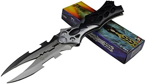 8.5" Dual Twin Blade Fantasy Cosplay Folding Pocket Knife Tactical Combat Dragon