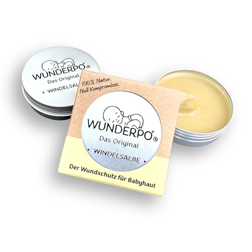 WUNDERPO® Das Original - Soforthilfe bei wundem Po & Windeldermatitis - Windelsalbe mit 100% Naturkraft, ohne Zink, ohne Wasser, 50 g