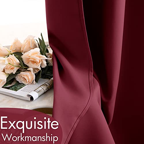 MIULEE Christmas Blackout Curtains 2 Panels, Room Darkening Thermal Insulated Drapes Solid Window Treatment Set Grommet Top Light Blocking Curtain for Living Room/Bedroom 52x84 inch,Wine Red
