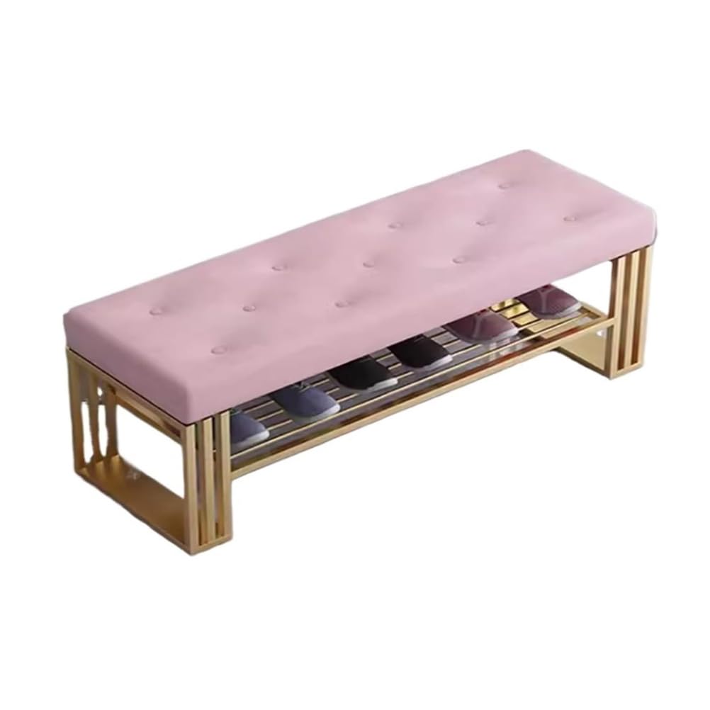 LWJSOCP Entryway Shoe Storage Bench with Padded Seat 2-Tier Metal e Shoe Rack nizer for Narrow Spaces Stylish Hallway Bedroom Shoes Cabinet Stool 100cm
