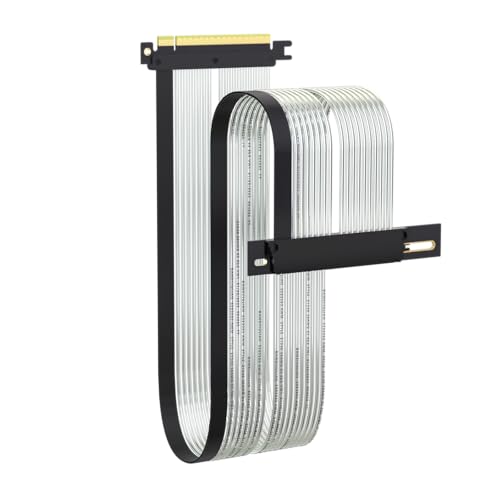 GLOTRENDS 600mm PCIe 5.0 X16 Riser Cable Left Angle for GPU Server, Support Cascading to Extend Length, Industrial-Grade Performance