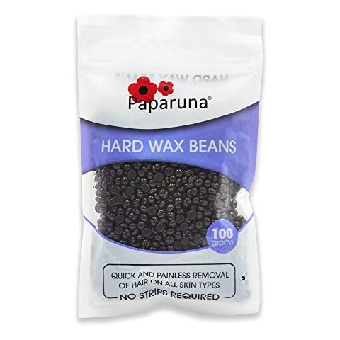 Hard Wax Beans Chocolate by Paparuna 100g Bag, Wax Warmer Beads - for Hair Removal Bikini/Body/Leg/Back/Face/Chest/Facial/Eyebrow/Nose/Brazilian Cover