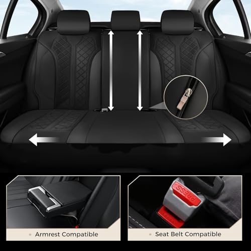 Image of Coverado Car Seat Covers 5 Seats, Seat Covers Full Set, Mesh Breathable Seat Protectors, 5-Piece Spill-Proof Black Automotive Seat Covers, Universal Fit for SUV, Sedan, Truck