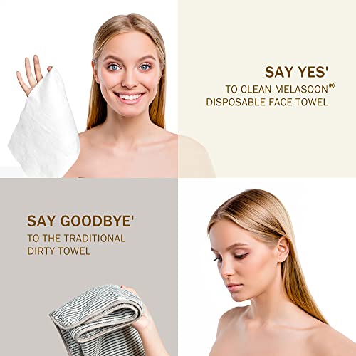 Melasoon-Clean Towels | Disposable Face Towel | 100% Biodegradable Natural Cotton Makeup Remover Dry Wipes | Facial Wash Cloth For Sensitive Skin (1 Pack | 60Ct) #TOP1
