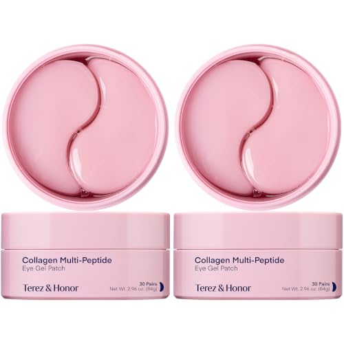 Image of TEREZ & HONOR Collagen Peptides Under Eye Patches - 120 Korean Hydrogel Eye Masks for Fine Lines, Eye Bags & Elasticity - Firming & Glowing Gel Pads, Self Care, Gifts for Women, Fragrance-Free