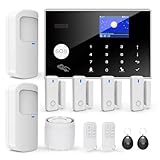 Alarmanlage Haus, WLAN/GSM SMS Drahtloses Alarmanlage Wohnung mit Bewegungsmelder, 120dB Alarmsirene, Intelligenter Fernbedienung, Sprachansage, für Villen, Lagerhäuser(12-teiliges)