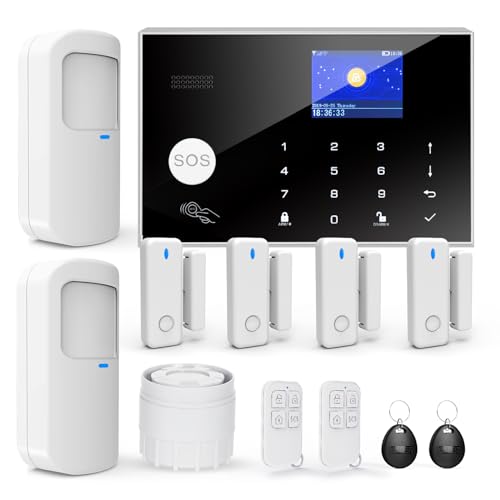 Sistemi di Allarme Domestici, Sistema di Sicurezza Domestico Wireless WIFI/GSM SMS con Rilevatore di Movimento, Sirena di Allarme da 120 dB, Telecomando Intelligente, Invito Vocale(12 Pezzi)
