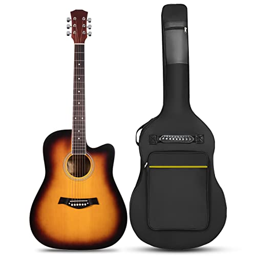 41 Inch Acoustic Guitar Case, Musicistrel Guitar Soft Case with Thick Padding, Large Waterproof Guitar Bag Ideal for 38 39 40 41 Inch Acoustic Guitar, Electric Bass Guitar, Classical Guitar