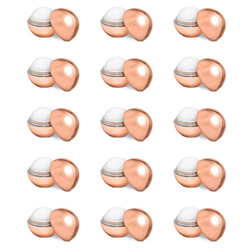 Bálsamos labiales redondos con aroma a vainilla color rosa-oro. Dermatológicamente testado, balsamos labiales para detalles de invitados en bodas, bautizos, comuniones o cumpleaños (50)