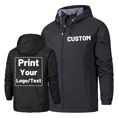 Custom Waterproof Jacket for Men Design Your Lightweight Windbreaker Hooded Raincoat with Logo Text