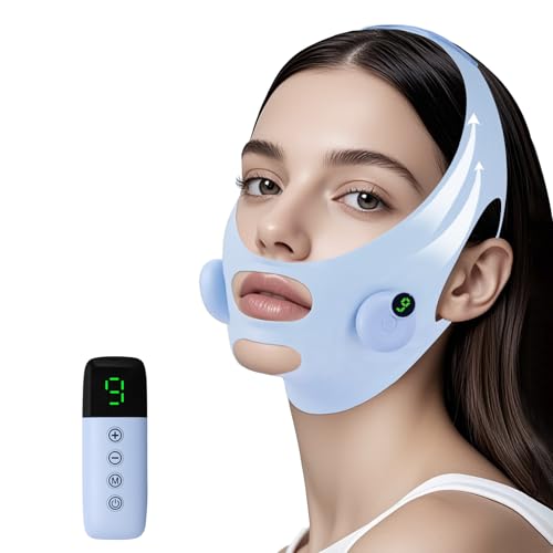 PMOTPKOM V-Shaped Face Machine Double Chin Reducer, Electric Double Chin Reducer & Face Lifting Device with 6 Modes 9 Intensity Levels
