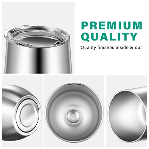 Remagr 16 Pack Stainless Steel Wine Tumblers 12 Oz Insulated Vacuum Wine Cup Set Double Wall Stainless Steel Stemless Wine Mug Glasses For Wine Coffee Soda Whiskey Outdoor Travel (Silver) #TOP2