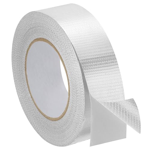 Image of PATIKIL Duct Tape, 1.57 Inch x 164.1 Ft(54.68 Yards) 5.91 Mil Heavy Duty Aluminum Foil Tape Waterproof Glass Fiber Insulation Heat Resistant for Ductwork HVAC Sealing Patching, 1 Roll