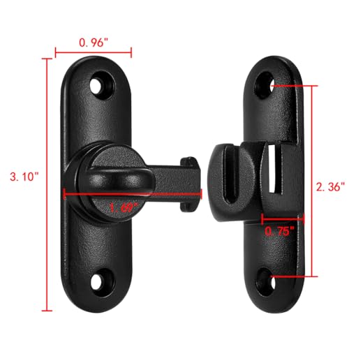 Image of INIRET Matte Black Barn Door Latches,90 /180 Degree Gate Lock,Zinc Alloy Right Angle Door Lock Latch,Flip Gate Latches Hardware,Door Security Door Latch Lock for Cabinets,Bathroom,Barn Door