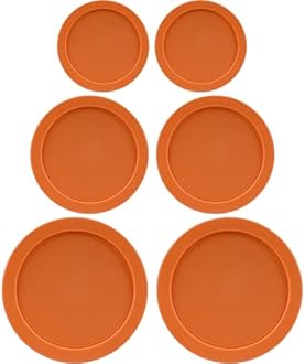Replacement Lids for Pyrex Containers Round Glass Food Plastic (2) 2-Cup (2) 4-Cup (2) 7-Cup (Orange)