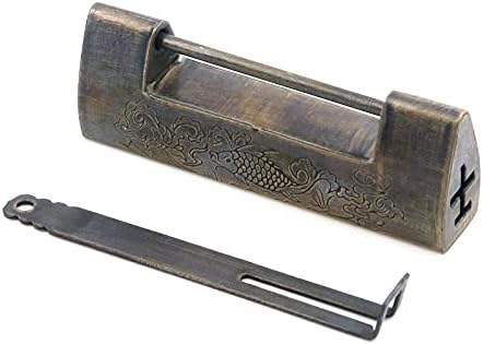 Vintage Style Chinese Fish Carved Padlock With Key - For Jewelry Box, Chest, Or Decor